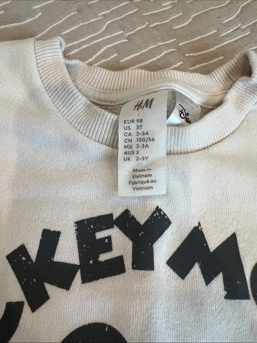 H&M Cream Mickey Mouse Sweatshirt with Charcoal Joggers - Kids Set